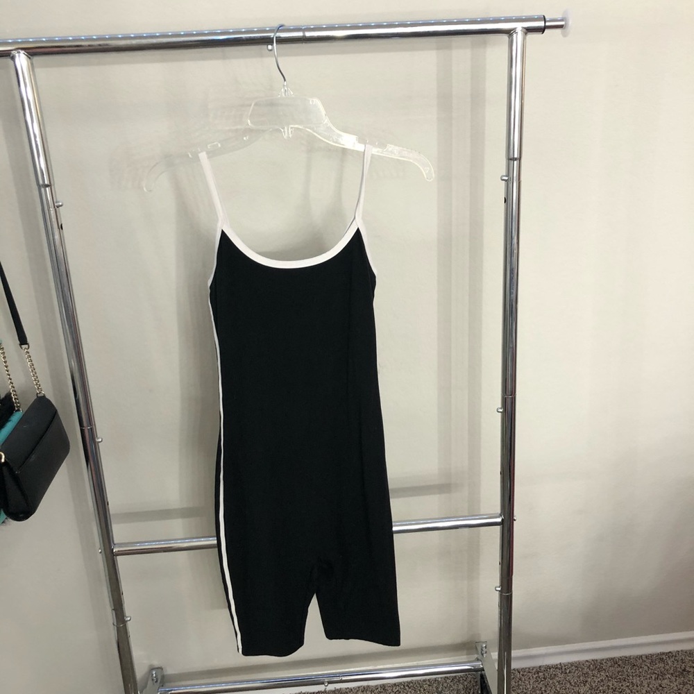 Black and white bodycon romper